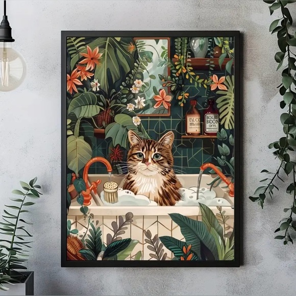 Canvas print of cat in bathroom art decor - Picture 2 of 4